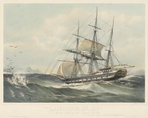The Constance 578 tons off Kerguelens Land, 20th Octr. 1849 on her passage from Plymouth to Adelaide in 77 days [picture] / T.G. Dutton del. et lith.; Day & Son lithrs. to the Queen