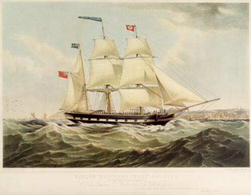 Barque, Southern Cross, 347 tons [picture] / T.G. Dutton del. et lith.; Day & Son lithrs. to the Queen
