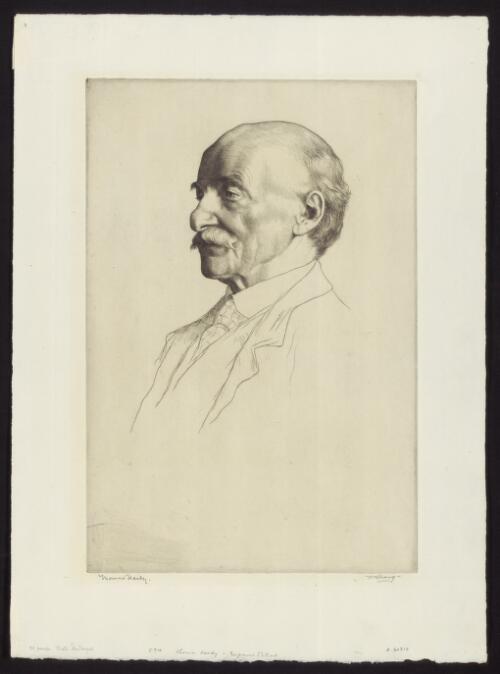 [Portrait of Thomas Hardy, O.M.] [picture] / engraving by Wm. Strang