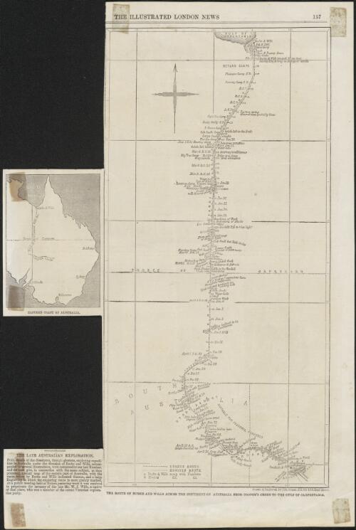 The route of Burke and Wills across the continent of Australia from Cooper's Creek to the Gulf of Carpentaria [picture] / drawn and engraved by John Dower