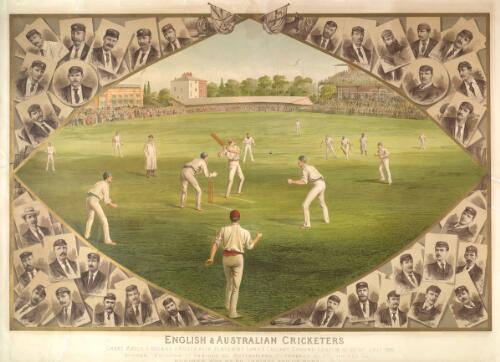 English & Australian cricketers great match, England v. Australia played at Lord's Cricket Ground, London, 19th, 20th, 21st July, 1886 [picture] / I.F. Weedon
