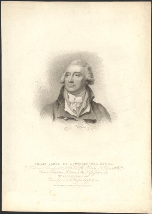 Philip James de Loutherbourg, Esq., R.A., historical painter to H.R.H. the Duke of Gloucester, from a miniature in the possession of Mrs de Loutherbourg [picture] / drawn by J. Jackson; engraved by H. Meyer