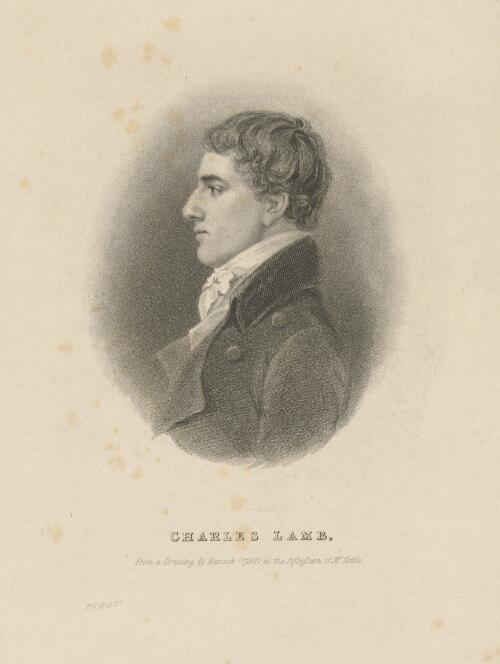 Charles Lamb [picture] / R. Woodman sc. from a drawing by Hancock, 1798, in the possession of Mr Cottle