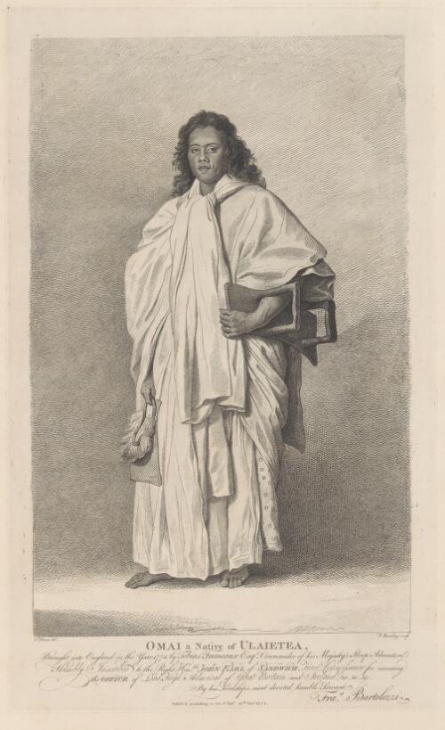 Omai, a native of Ulaietea, brought into England in the year 1774 by Tobias Furneaux [picture] / N. Dance del.; F. Bartolozzi sculp
