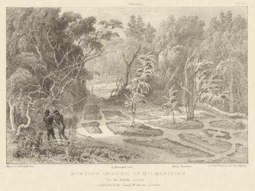 Burying ground of Milmeridien, in an acacia scrub [picture] / T.L. Mitchell delt.; G. Barnard lith