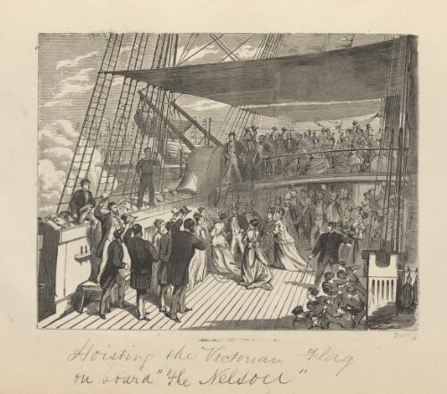 Hoisting the Victorian flag on board the Nelson [picture]
