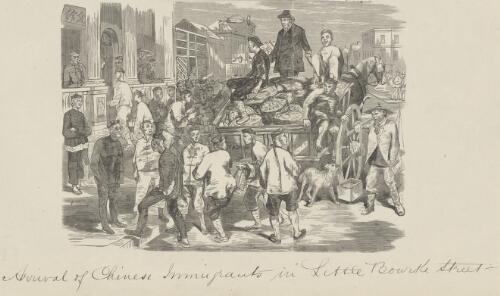 Arrival of Chinese immigrants in Little Bourke Street [picture] / F.G