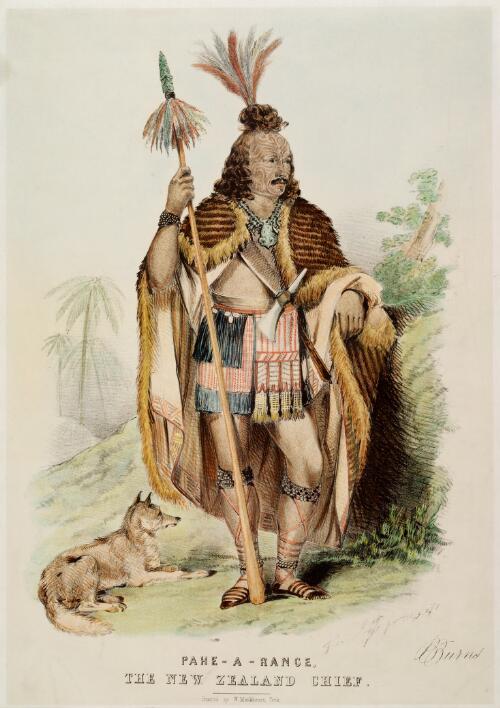 Pahe-a-Range, the New Zealand Chief, B. Burns [picture] / J. Sutcliffe [drawn] from life