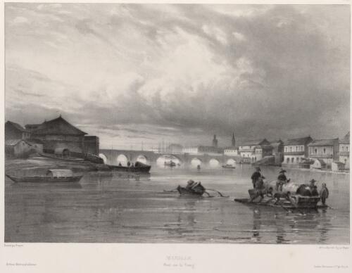 Manille, pont sur le Passig [picture] / dessine par Fisquet; Ad. Cuvillier lith.; fig. par Bayot
