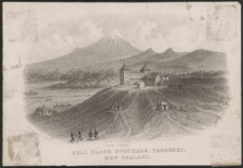 Bell Block Stockade, Taranaki, New Zealand, Mount Egmont in the distance [picture] / Wm. Brown & Co