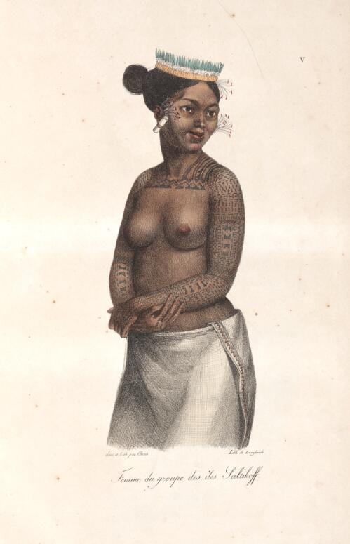 Femme du groupe des iles Saltikoff [picture] / dess. et lith. par Choris, lith. de Langlume