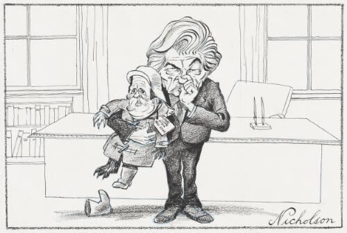 Cartoon of Bob Hawke and Mick Young : 'please look after this bear' [picture] / Nicholson