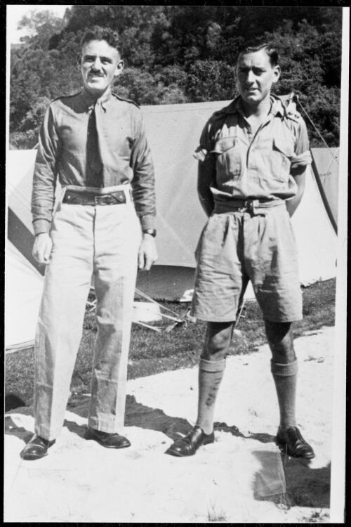 Portraits of Rolf Baldwin and Bernard Callinan, lieutenants in the 2nd AIF, at Darby River, Victoria, early 1941 [picture]
