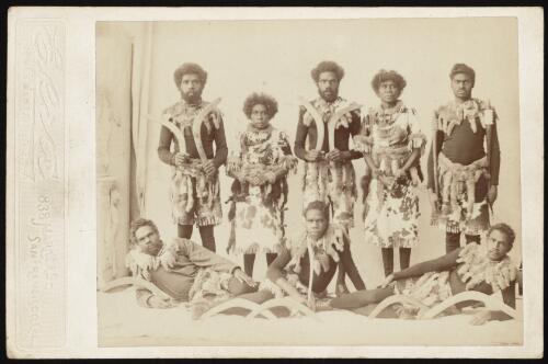 The second group of Aborigine Australians taken from North Queensland by R. A. Cunningham for exhibition in the United States, San Francisco, 1892 [picture] / Elite Studio, San Francisco