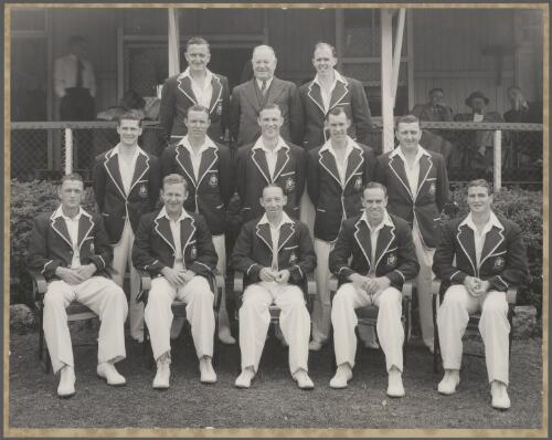 Australian Team v. England, First Test, Brisbane Cricket Ground, December 1950 [picture] / Sidney Riley