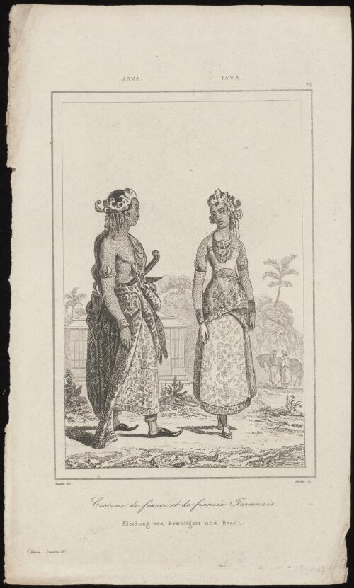 Java, costume de fiance et de fiancee Javanais = Iava, kleidung von braeutigam und braut [picture] / Danvin del. ; Fortier sc