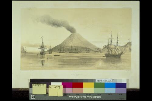 Rade de Banda, Iles Moluques [picture] / dessine par Le Breton ; lith.  par Sabatier, navires par Mayer