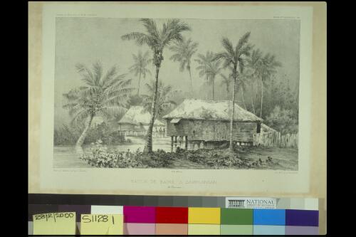 Maison de bains a Samboangan, Iles Mandanao [picture] / dessine par Le Breton ; lith. par J Guiaud