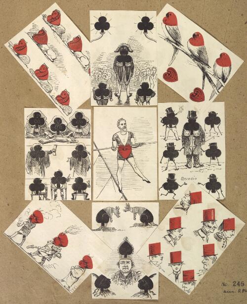 A collage of 9 playing cards from the Metamorphoses series [picture] / designed by G.G. McC., lithod. from originals