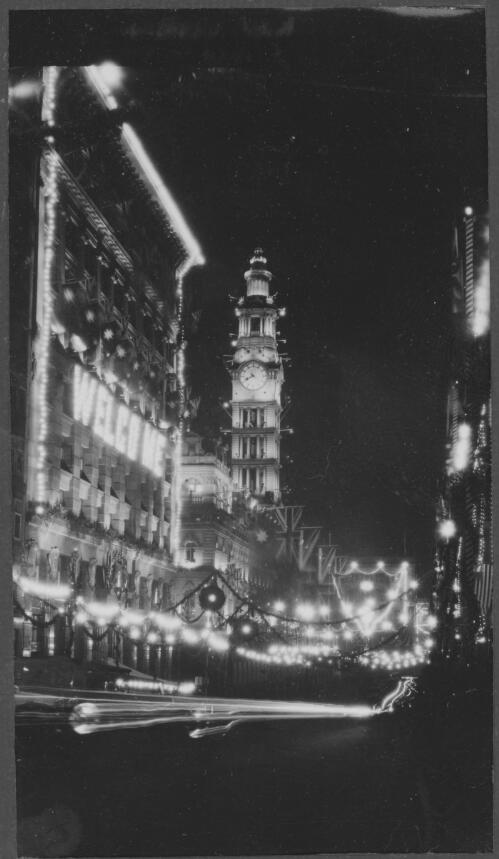 [Martin Place illuminated for visit to Sydney of H.R.H. the Prince of Wales, June - July 1920] [picture]