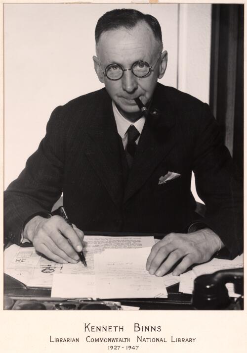 Portrait of Kenneth Binns, Librarian Commonwealth National Library, 1927-1947 [picture] / [Max Dupain]