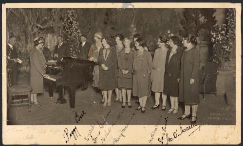 Dame Nellie Melba interviewing girls for the 1928 opera season [?] [picture] / Sydney Mail