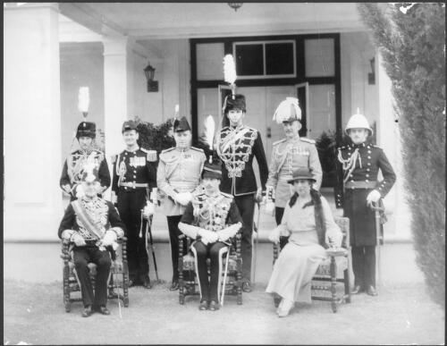 [Sir Isaac Isaacs, the Duke of Gloucester and Lady Isaacs at Government House, Yarralumla the during the Duke's visit to Australia,1934] [picture]/ Les Dwyer
