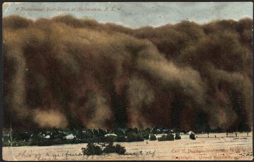 A phenomenal dust-storm at Narrandera, N.S.W., ca. 1903 [picture] / Carl. T. Dugdale