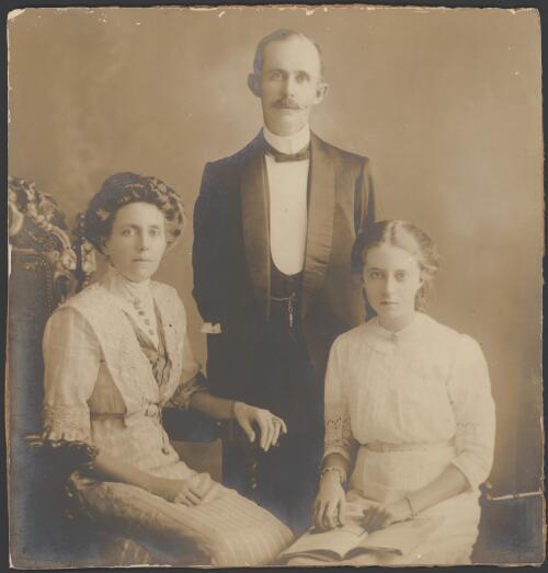 Portrait of William Nathaniel Jaggard, Maud Tuck Jaggard and Agnes Maud Jaggard, grand parents and mother of Gwen Harwood, 1911 [picture]