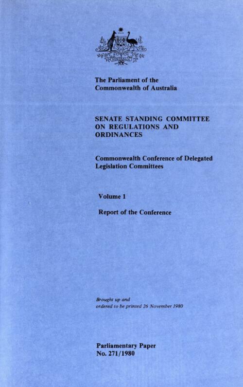 Commonwealth Conference of Delegated Legislation Committees / Senate Standing Committee on Regulations and Ordinances