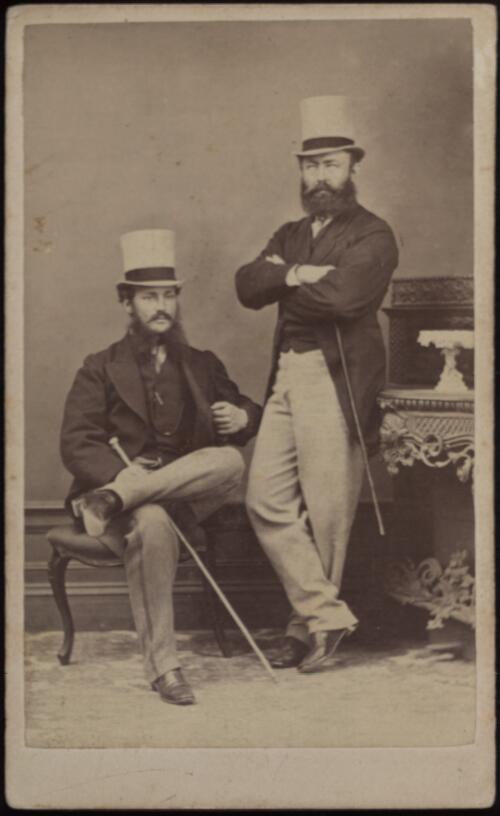 [Portrait of two men wearing top hats, Sydney, ca. 1860s] [picture] / T.S. Glaister