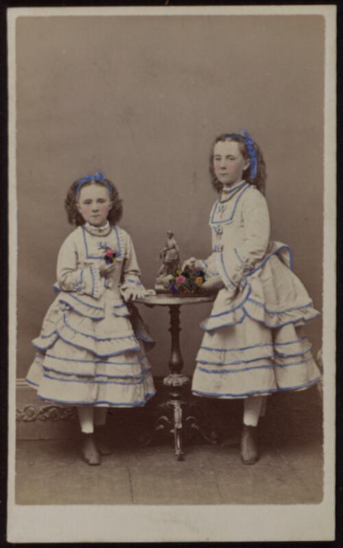 [Portrait of two girls with blue bows in their hair, Melbourne, Victoria, 1860s] [picture] / A. McDonald