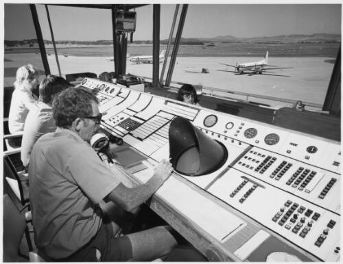 Aero clubs in Australia, Wing Commander Keith Malloy ... the control tower at Fairbairn Airport [picture] / Ian McKay