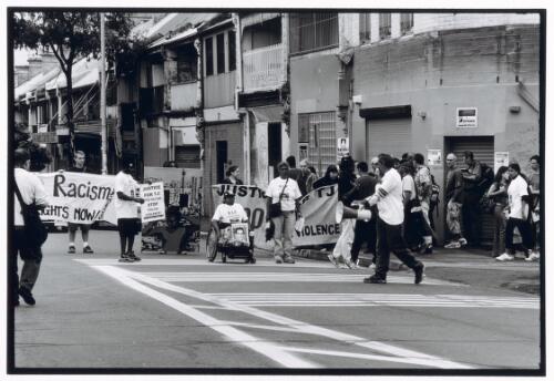 The T.J. Hickey protest march begins between the block and Redfern Station, New South Wales, 2004 [picture] / Louise Whelan