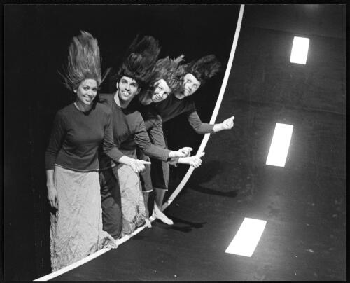 Kate Denborough, Phillip Gleeson, Tuula Roppola and Gerard van Dyck in No (under)Standing anytime, Australian Choreographic Centre, 2000 [picture] / Ross Gould