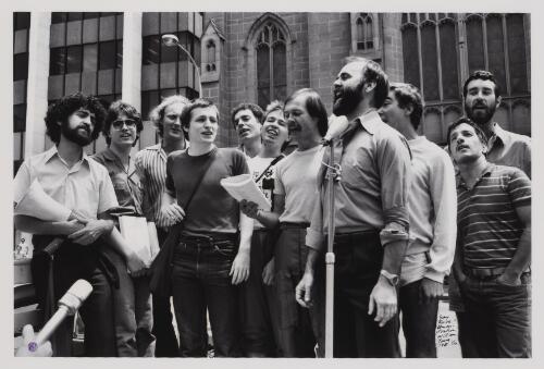 Gay Quire demonstration, [Macquarie Street, Sydney], 1981 [picture] / William Yang