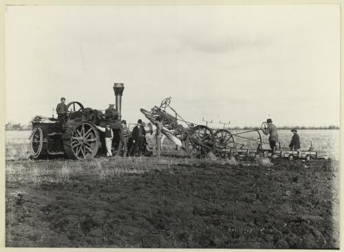 [Ploughing engine, operating a John Fowler patent steam ploughing gear, Gippsland, Victoria, 1886] [picture]