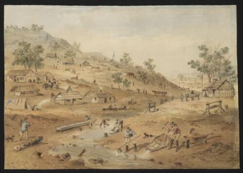 Diggings in the Mount Alexander district of Victoria in 1852 [picture] / S. T. Gill