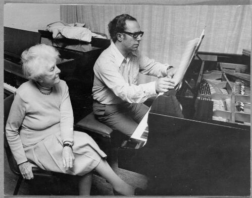 [Portrait of Larry Sitsky and Margaret Sutherland working at a piano] [picture]