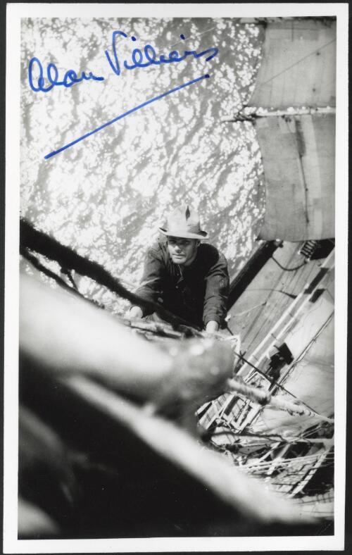 Alan Villiers going aloft on the Finnish sailing ship 'Grace Harwar' in 1929 [picture]