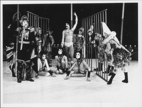 Robert Helpmann and dancers of the Australian Ballet in a promotional shot for Fool on the Hill [picture] / Australian Information Service photograph by John McKinnon