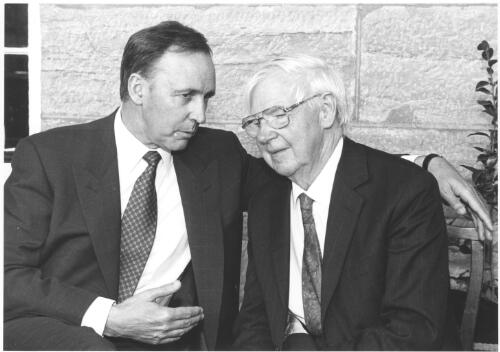 Prime Minister Paul Keating and Arthur Boyd, Australian of the Year 1995, Bundanon, New South Wales, 1995, [1] [picture] / Michael Jensen