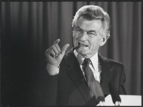 Bob Hawke, Prime Minister of Australia 1983-1991,  [198-?], [2] [picture] / Michael Jensen