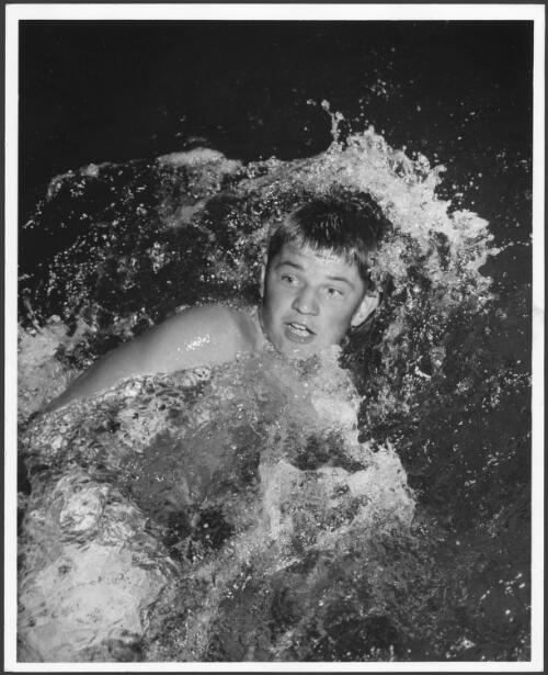 John Konrads, 13 years old, at the North Sydney Olympic Pool, 1955 [picture] / Ern McQuillan