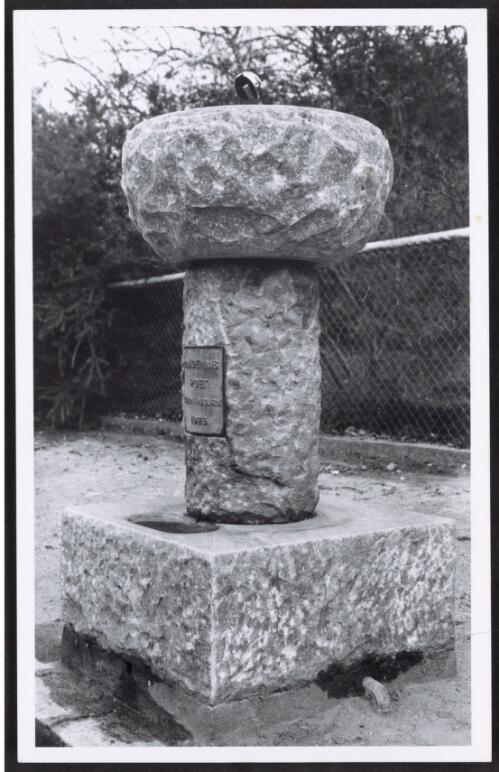 Clarence James Dennis, memorial at his birthplace in Auburn, South Australia, 1967 [picture] / William A. Bayley