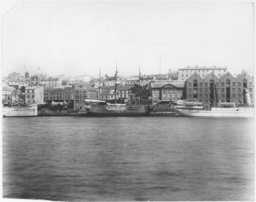 View of Circular Quay about 1890, [with] the old convict ship Success moored to the wharf [Sydney] [picture]