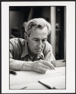 Howard Taylor, artist, in studio, Northcliffe, Western Australia, 28 ...