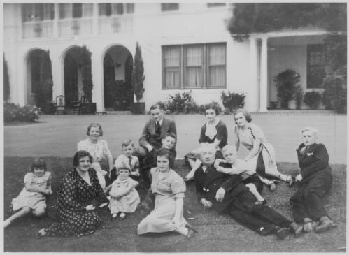 Portrait of Joseph A. Lyons with Dame Enid and family at the Lodge, Canberra [picture]