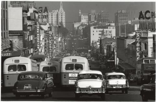 William Street at morning peak hour from Kings Cross looking toward central Sydney, ca.1961 [picture] / Jeff Carter