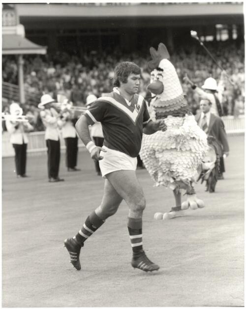 Arthur Beetson, known as the Super Rooster, led Eastern Suburbs to two [Rugby League] premiership wins at the Sydney Cricket Ground 1974 and 1975 [picture] / Ern McQuillan